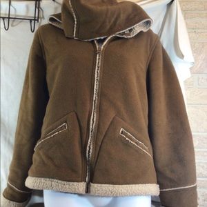 Nice Woman’s Sz L OLD NAVY Brown Full Zip Hooded Warm Winter Coat pre-owned